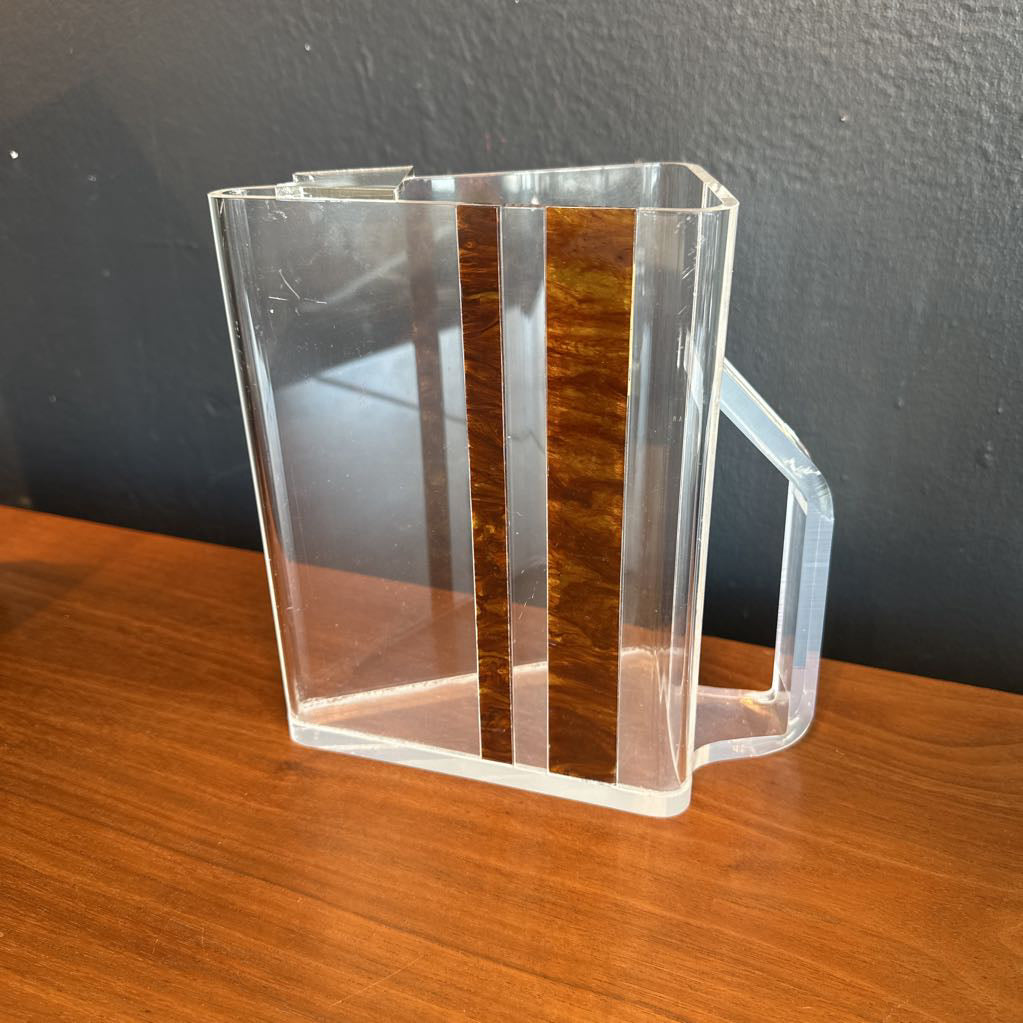 Vintage HJ Stotter Mid Century Modern Lucite Acrylic Triangle Pitcher w/ Tortoise