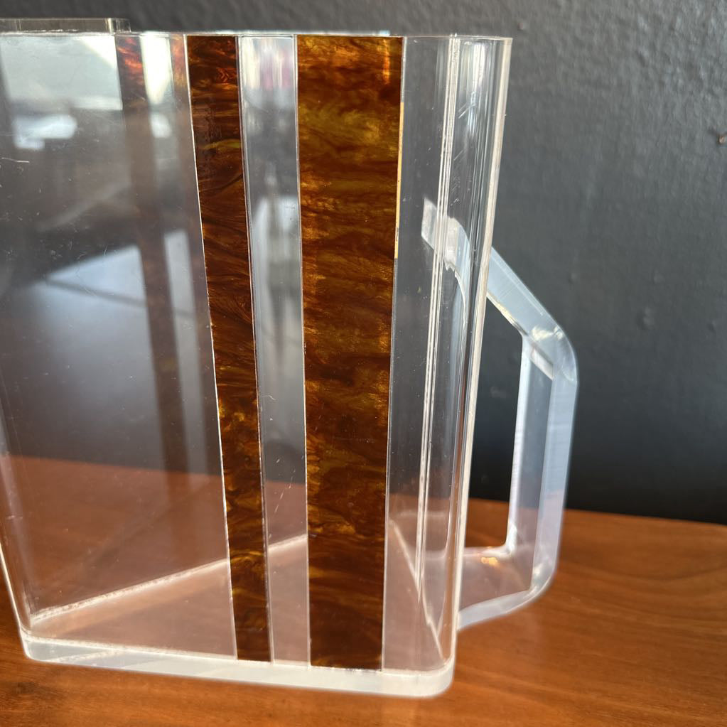 Vintage HJ Stotter Mid Century Modern Lucite Acrylic Triangle Pitcher w/ Tortoise