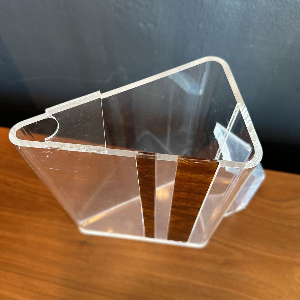 Vintage HJ Stotter Mid Century Modern Lucite Acrylic Triangle Pitcher w/ Tortoise