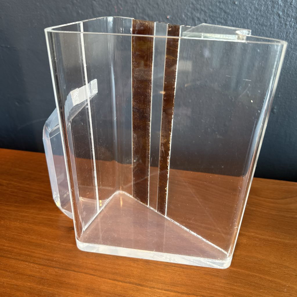 Vintage HJ Stotter Mid Century Modern Lucite Acrylic Triangle Pitcher w/ Tortoise