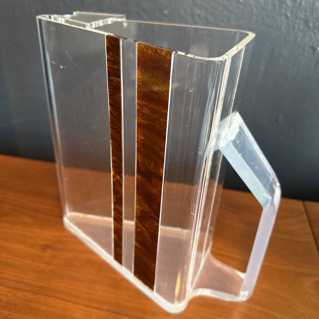 Vintage HJ Stotter Mid Century Modern Lucite Acrylic Triangle Pitcher w/ Tortoise