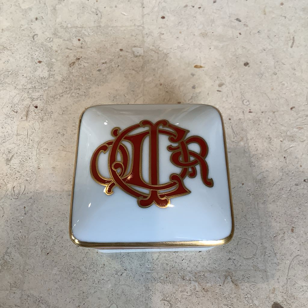 Authentic Vintage Christian Dior Ceramic Logo Trinket Box