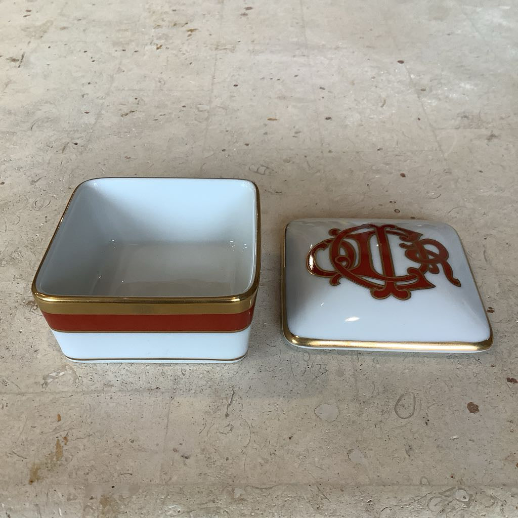 Authentic Vintage Christian Dior Ceramic Logo Trinket Box