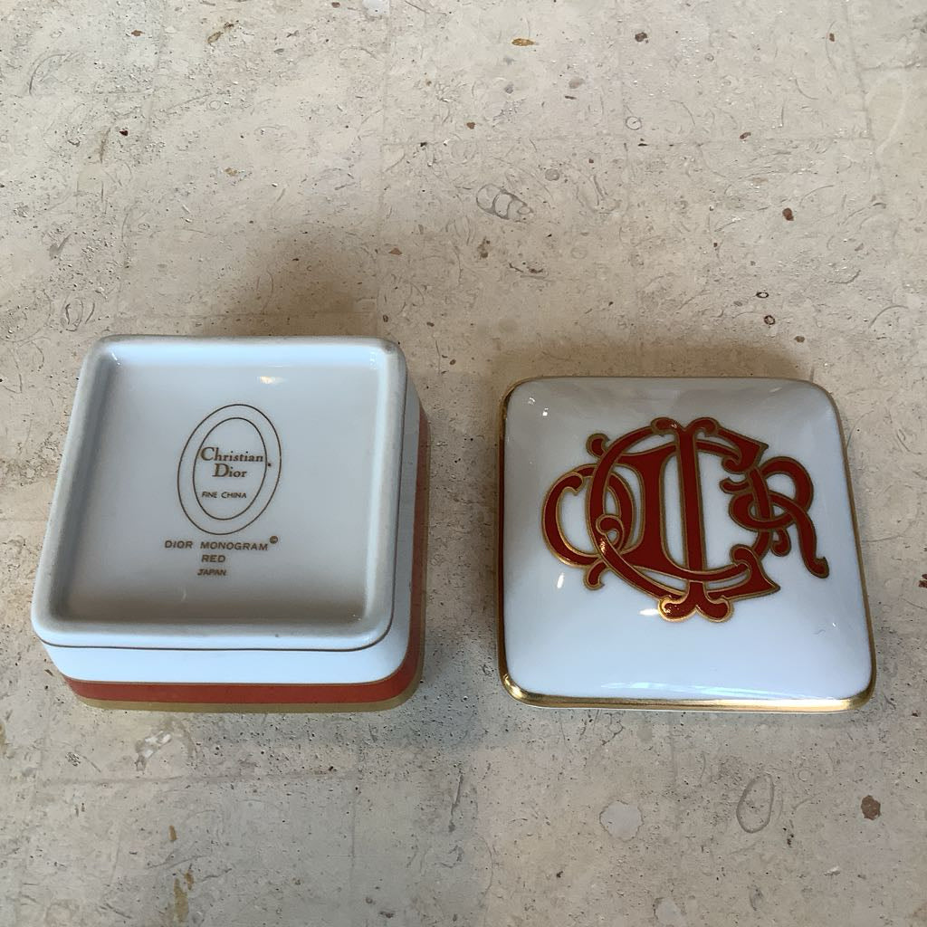 Authentic Vintage Christian Dior Ceramic Logo Trinket Box
