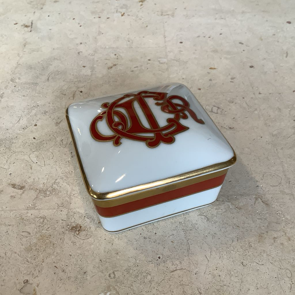 Authentic Vintage Christian Dior Ceramic Logo Trinket Box