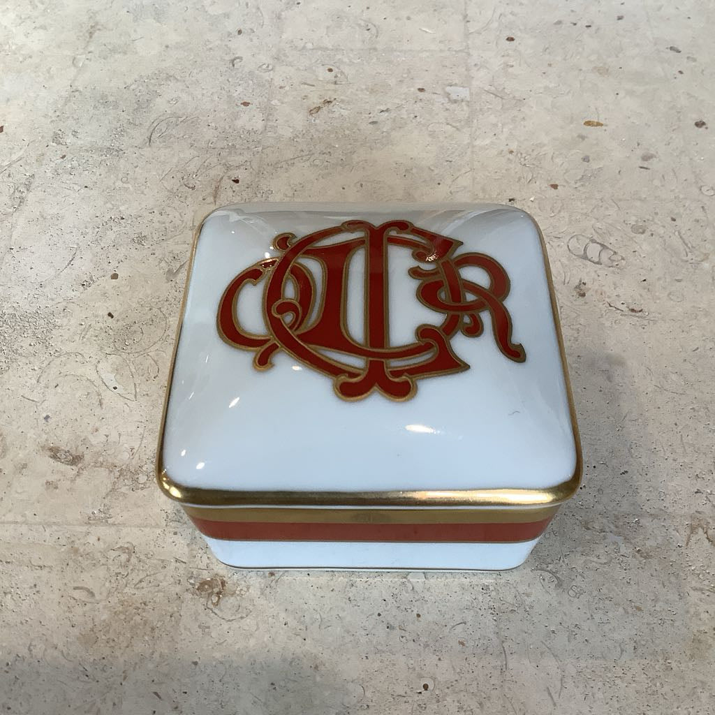Authentic Vintage Christian Dior Ceramic Logo Trinket Box