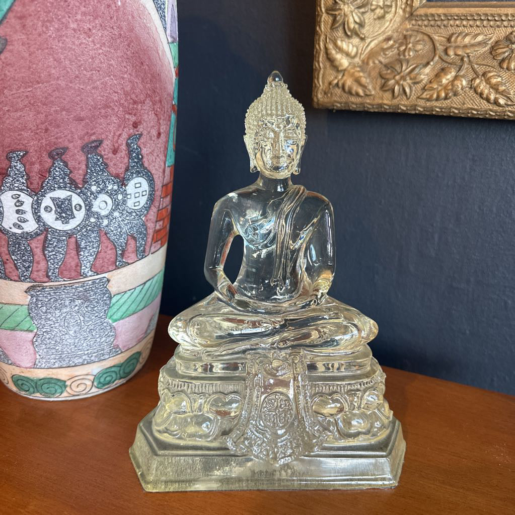 Vintage Thai Resin Translucent Seated Buddha