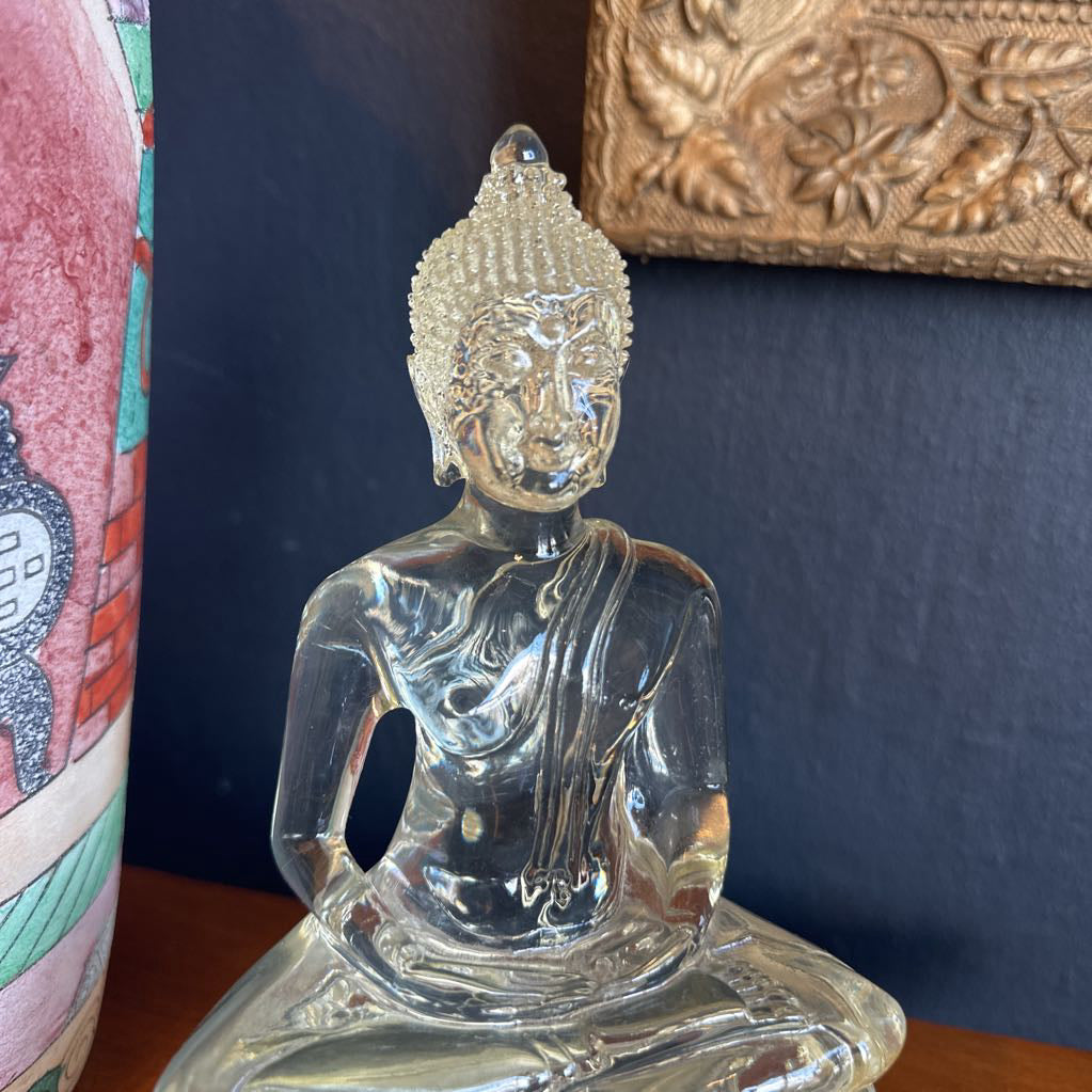Vintage Thai Resin Translucent Seated Buddha
