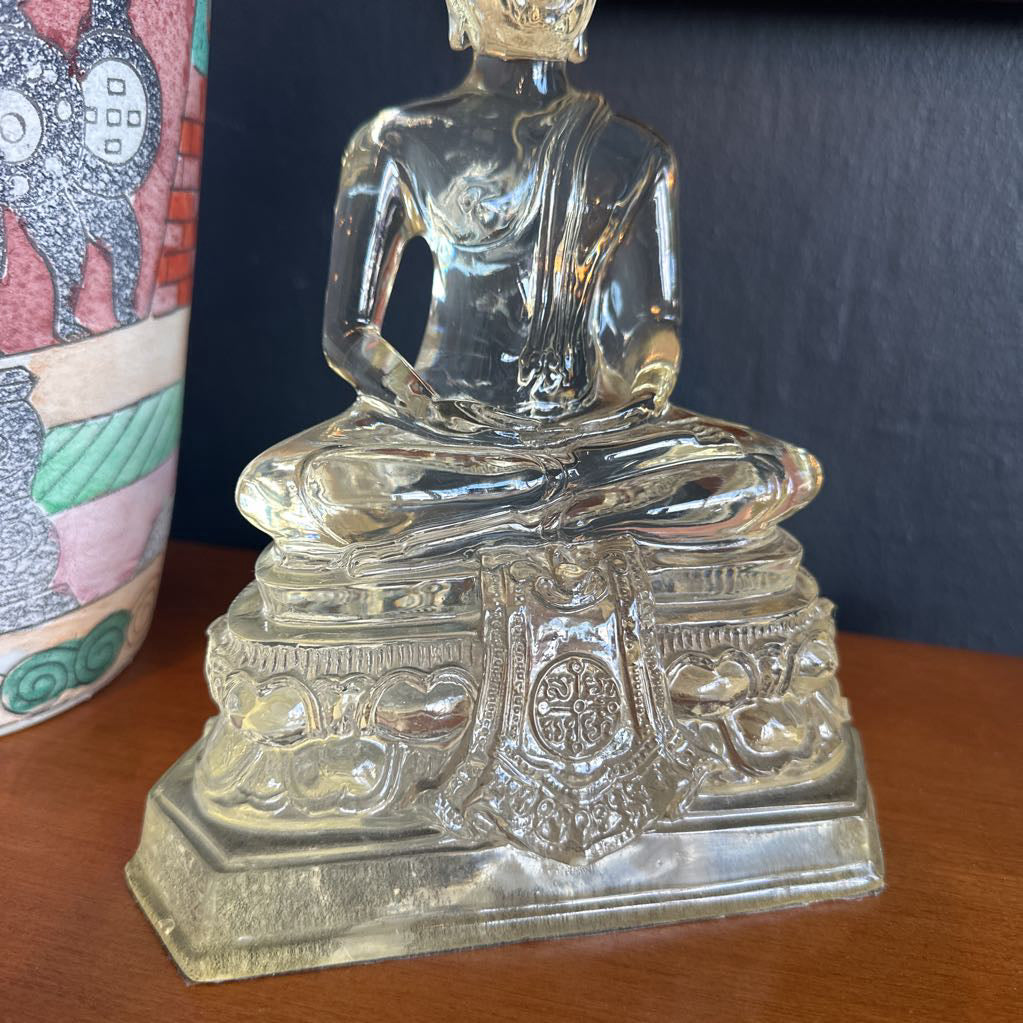 Vintage Thai Resin Translucent Seated Buddha