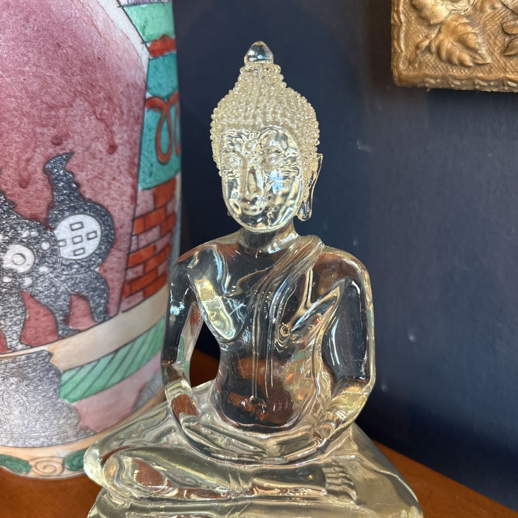 Vintage Thai Resin Translucent Seated Buddha