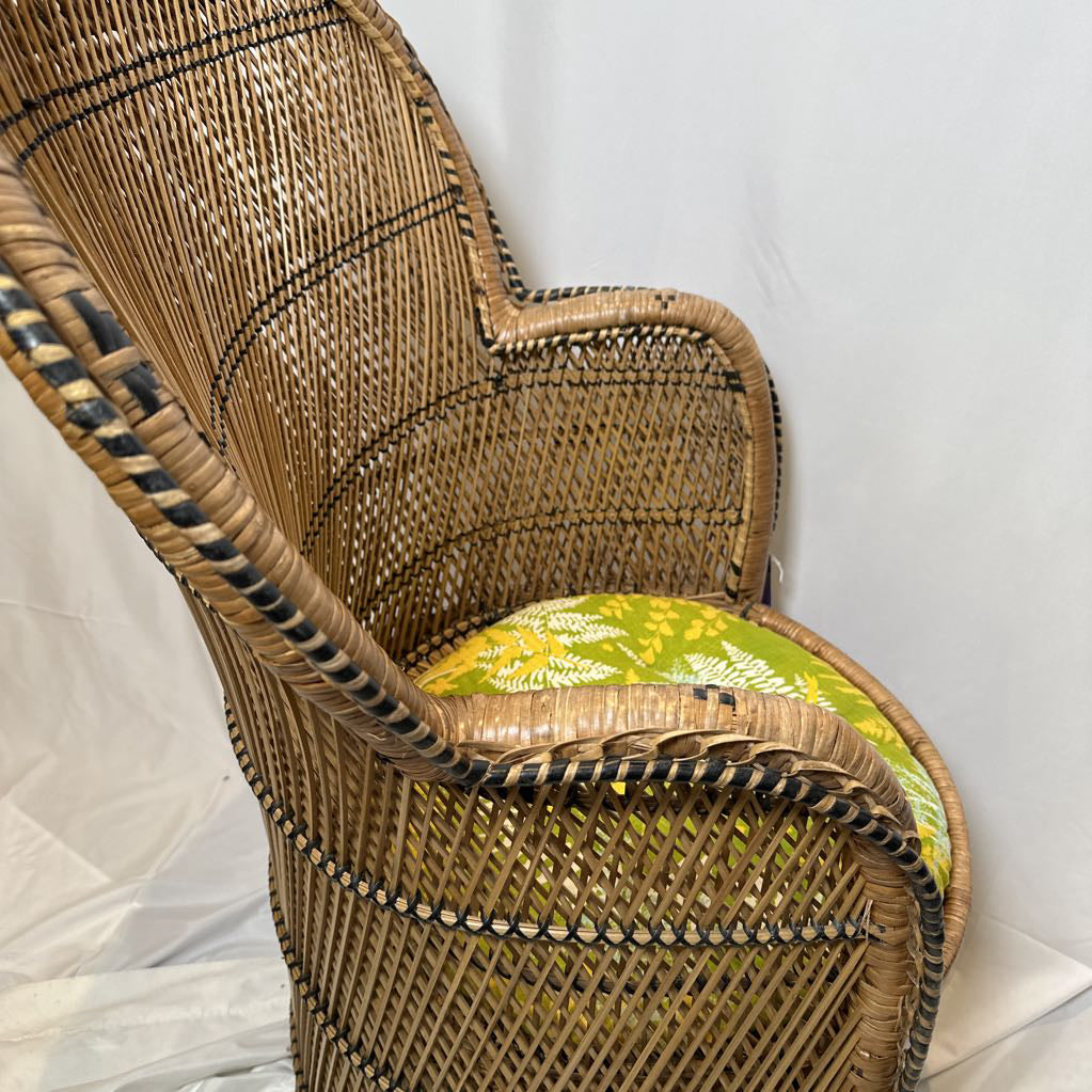 70's Wicker Petite Peacock Boho Chair