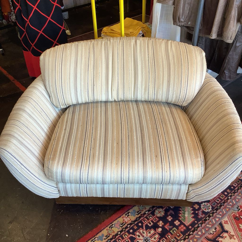 Mid Century Modern Barrel Upholstered Chair w/ Wood Base