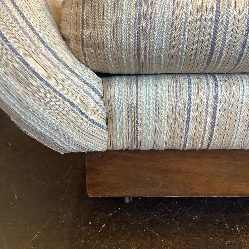 Mid Century Modern Barrel Upholstered Chair w/ Wood Base