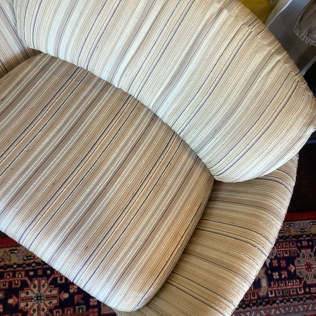 Mid Century Modern Barrel Upholstered Chair w/ Wood Base