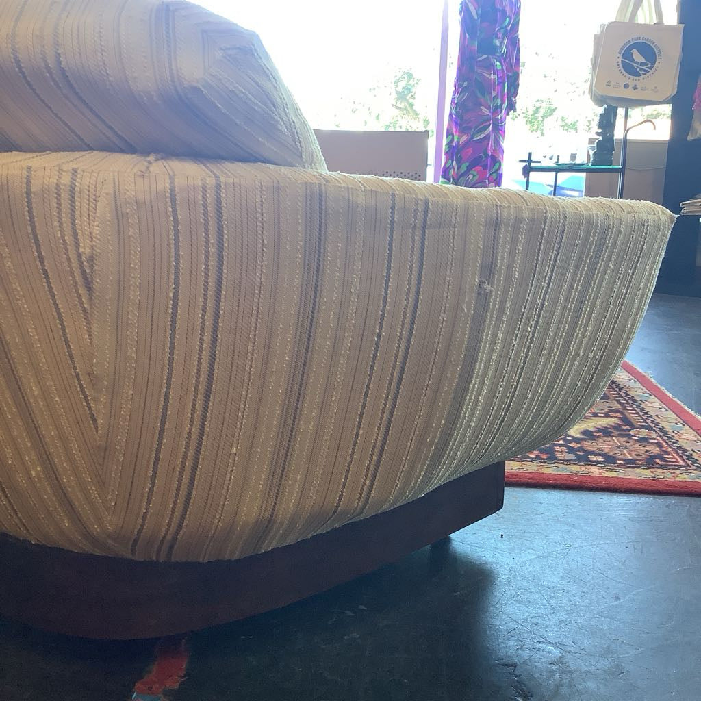 Mid Century Modern Barrel Upholstered Chair w/ Wood Base