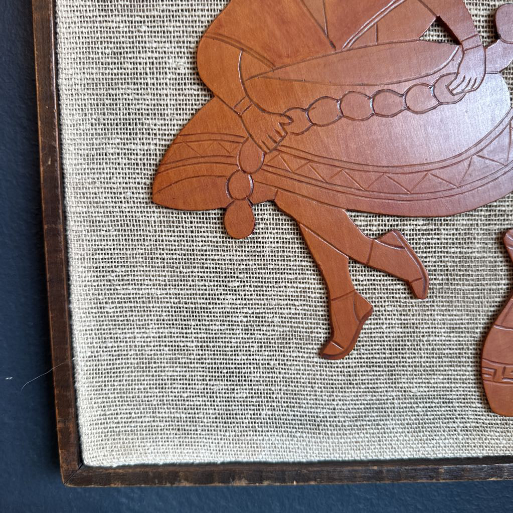 Vintage Dancing Couple in Wood Framed