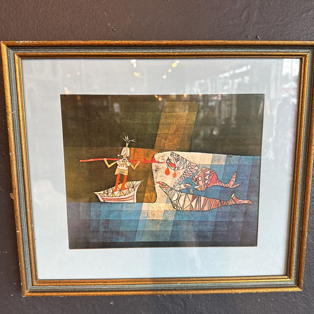 1960s Paul Klee's "Sinbad the Sailor Painting Framed & Matted Reproduction