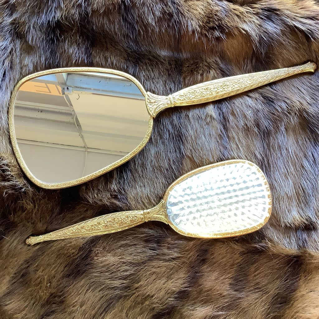 Vintage Vanity Mirror Brush Set