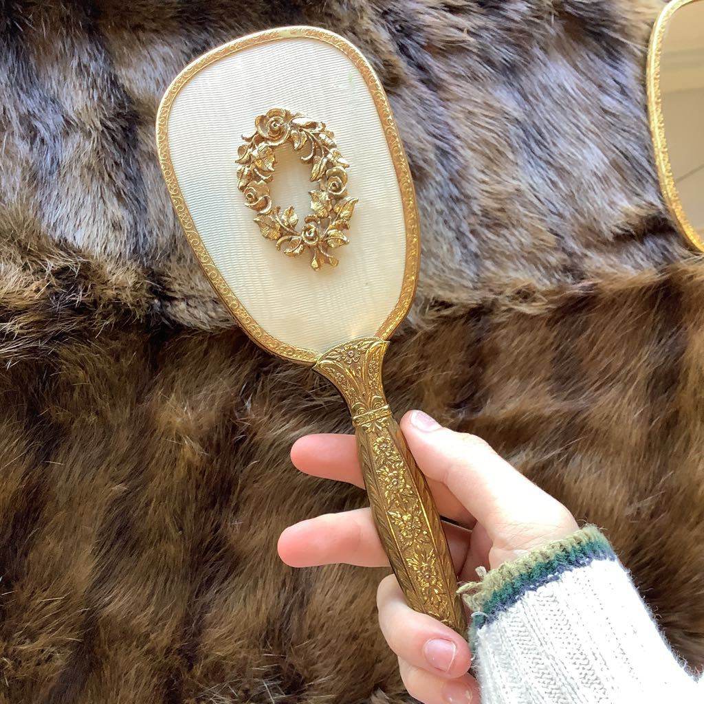 Vintage Vanity Mirror Brush Set