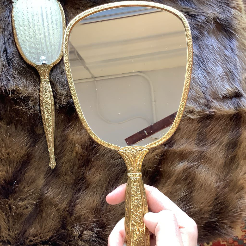 Vintage Vanity Mirror Brush Set