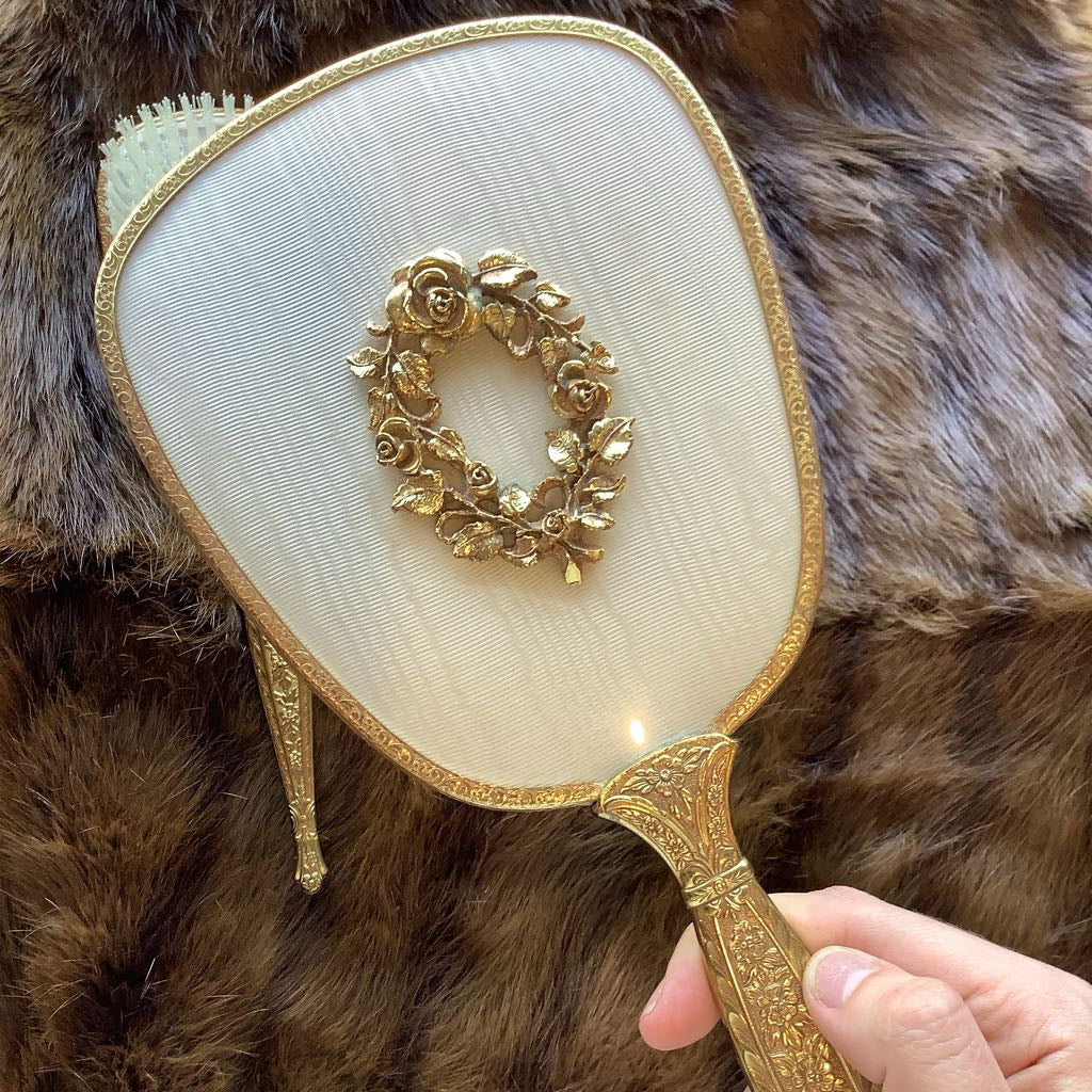 Vintage Vanity Mirror Brush Set