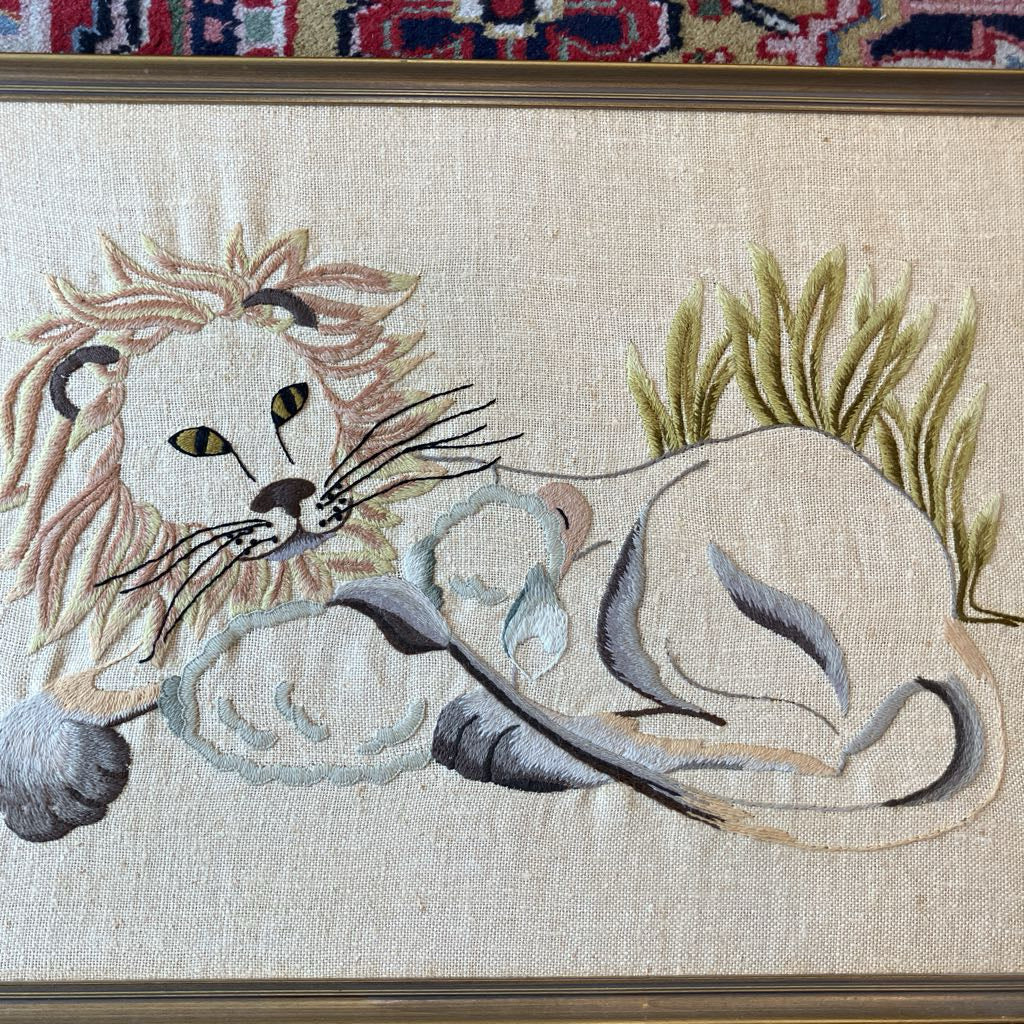 Vintage Embroidered The Lion and The Lamb