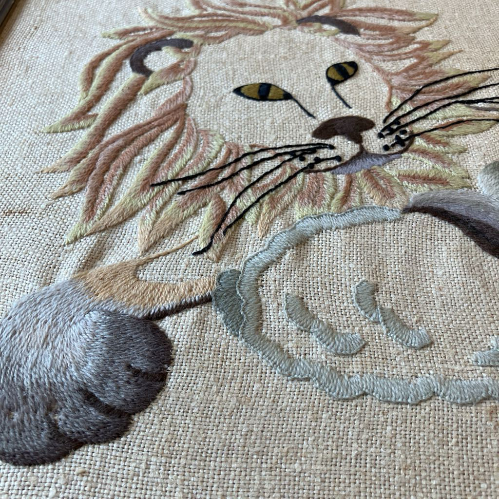 Vintage Embroidered The Lion and The Lamb