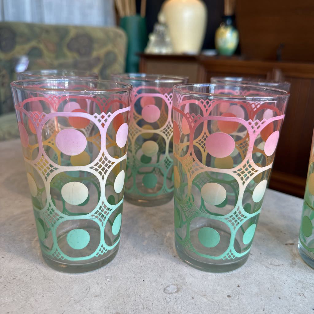 1960s Rare Fire King Multi Colored Glass Set