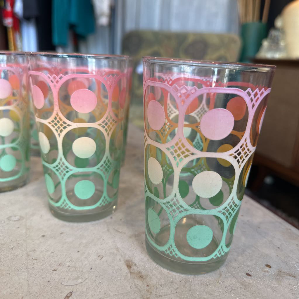 1960s Rare Fire King Multi Colored Glass Set