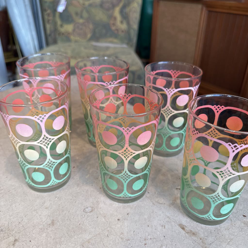 1960s Rare Fire King Multi Colored Glass Set