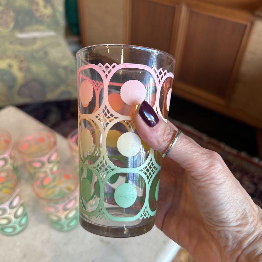 1960s Rare Fire King Multi Colored Glass Set