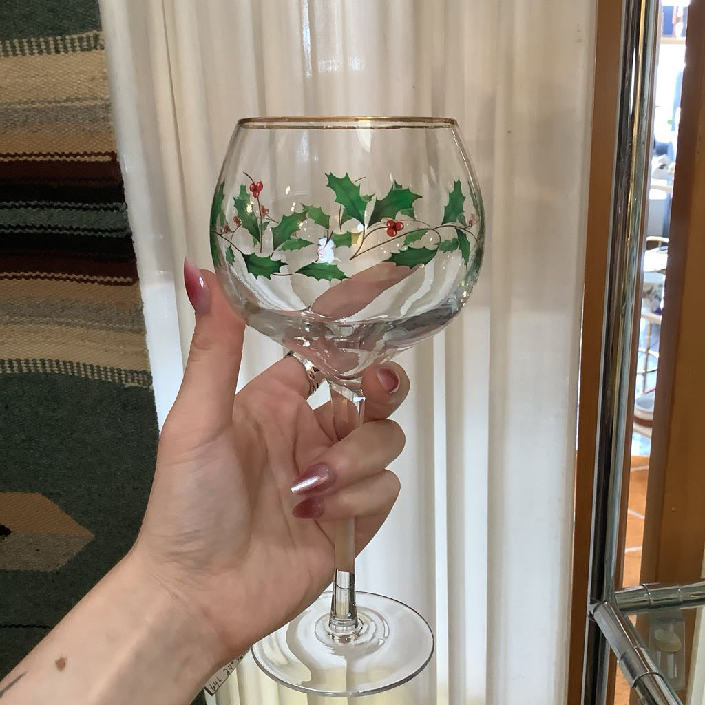 Vintage Lenox Balloon Holiday Wine Glasses, set of 8