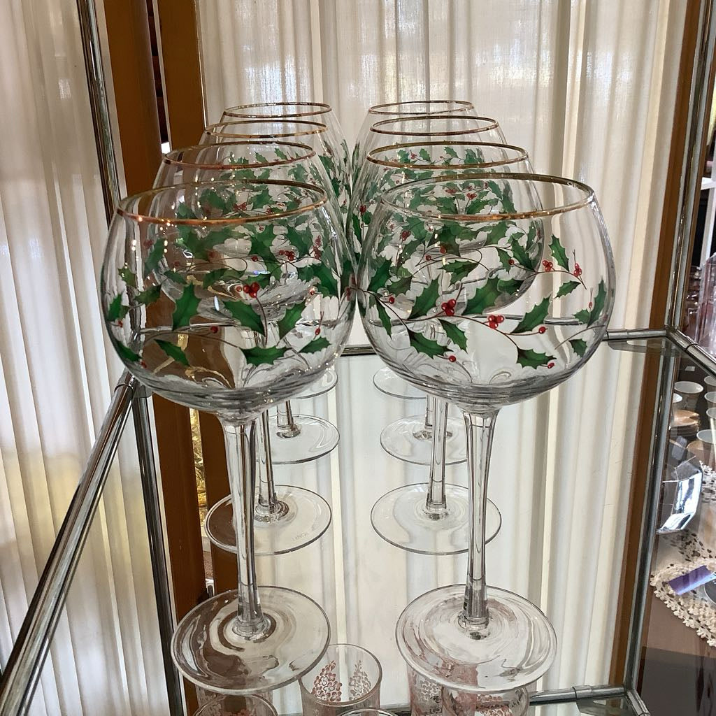 Vintage Lenox Balloon Holiday Wine Glasses, set of 8