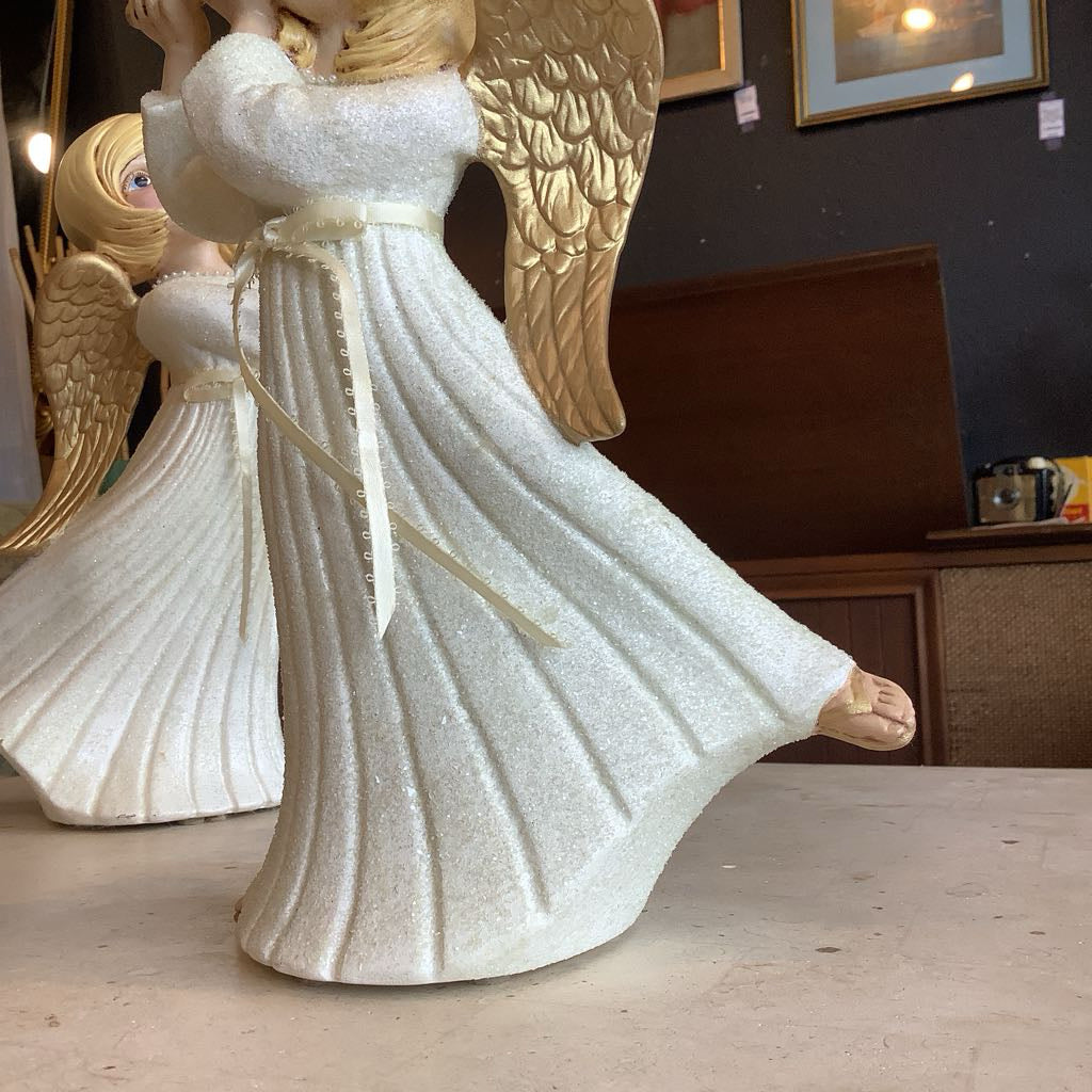 Pair Ceramic Angels Christmas