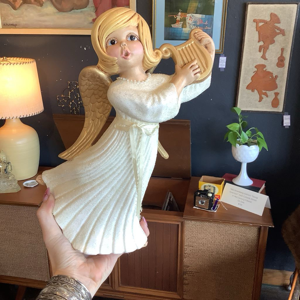 Pair Ceramic Angels Christmas