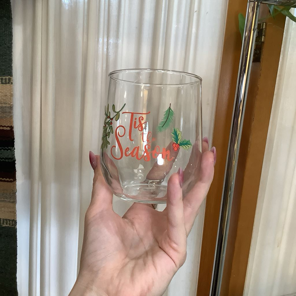 Vintage Tis The Season Glasses, set of 4