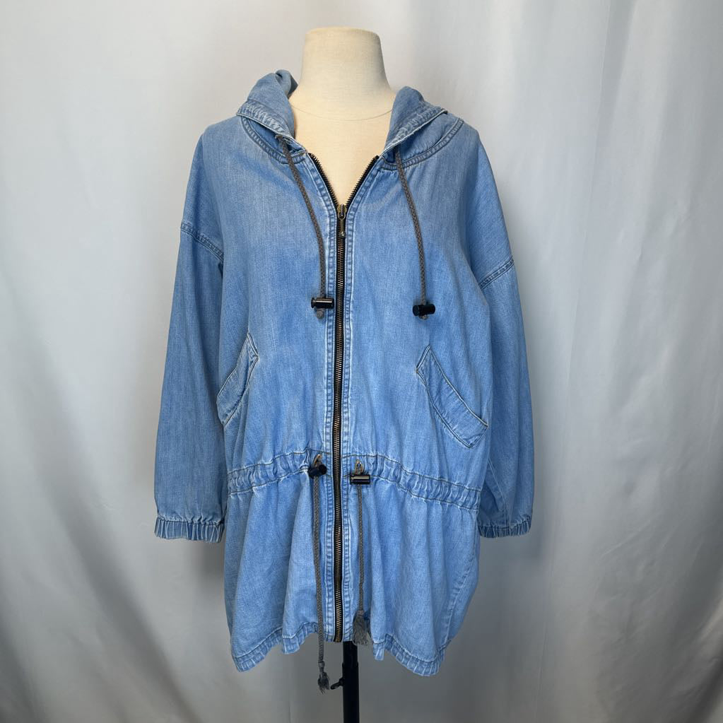 1980s Tina Hagen Oversized Denim Jacket w/ Hoodie