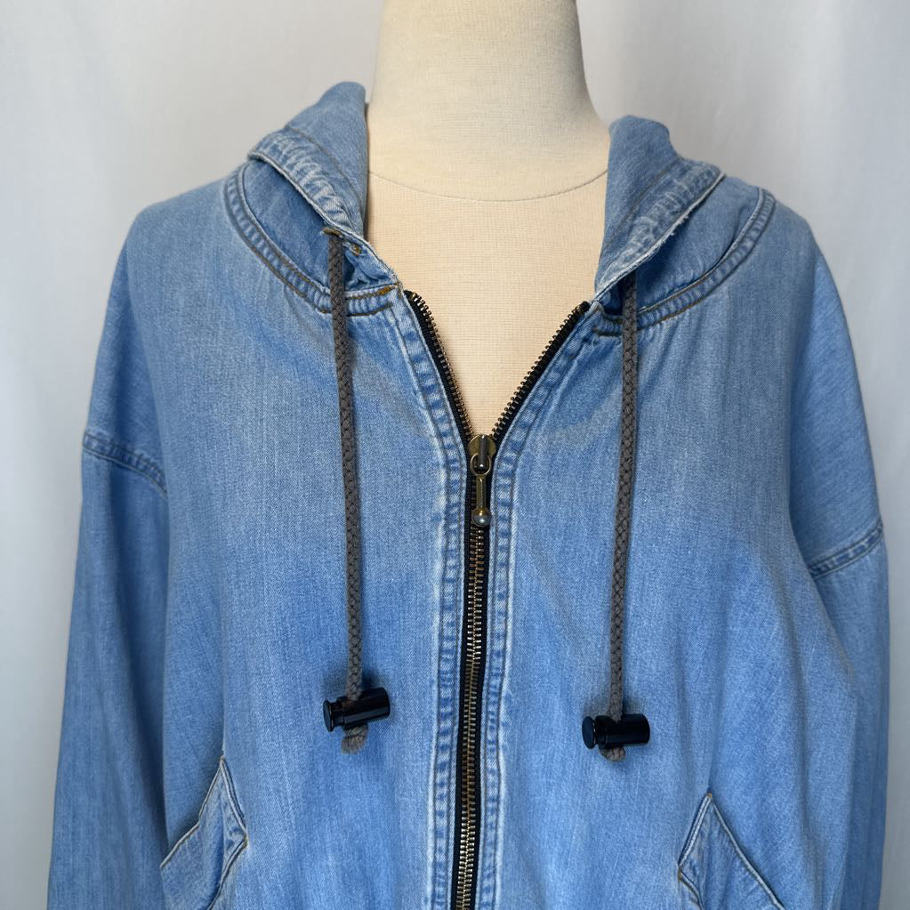 1980s Tina Hagen Oversized Denim Jacket w/ Hoodie