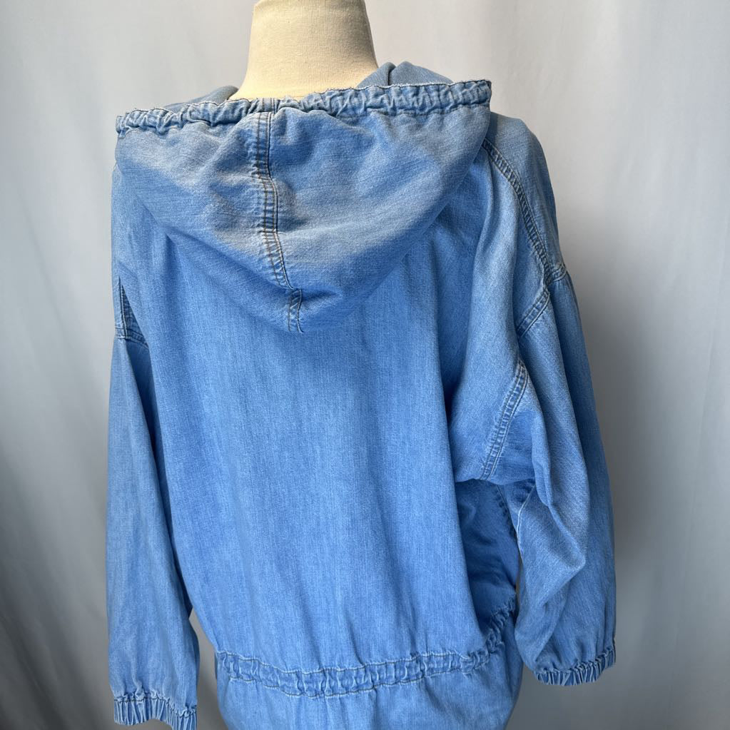 1980s Tina Hagen Oversized Denim Jacket w/ Hoodie