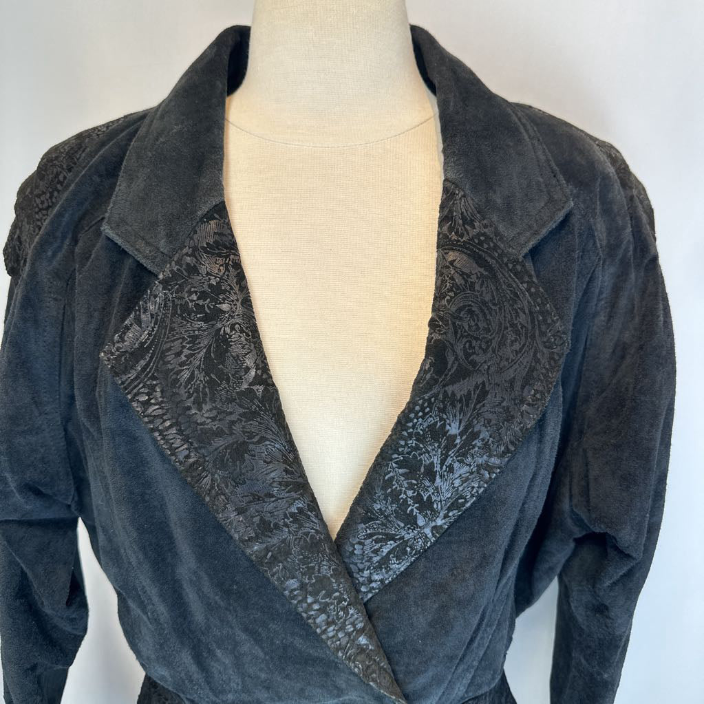 1980s Black Wilsons Leather Crop Bolero Biker Jacket