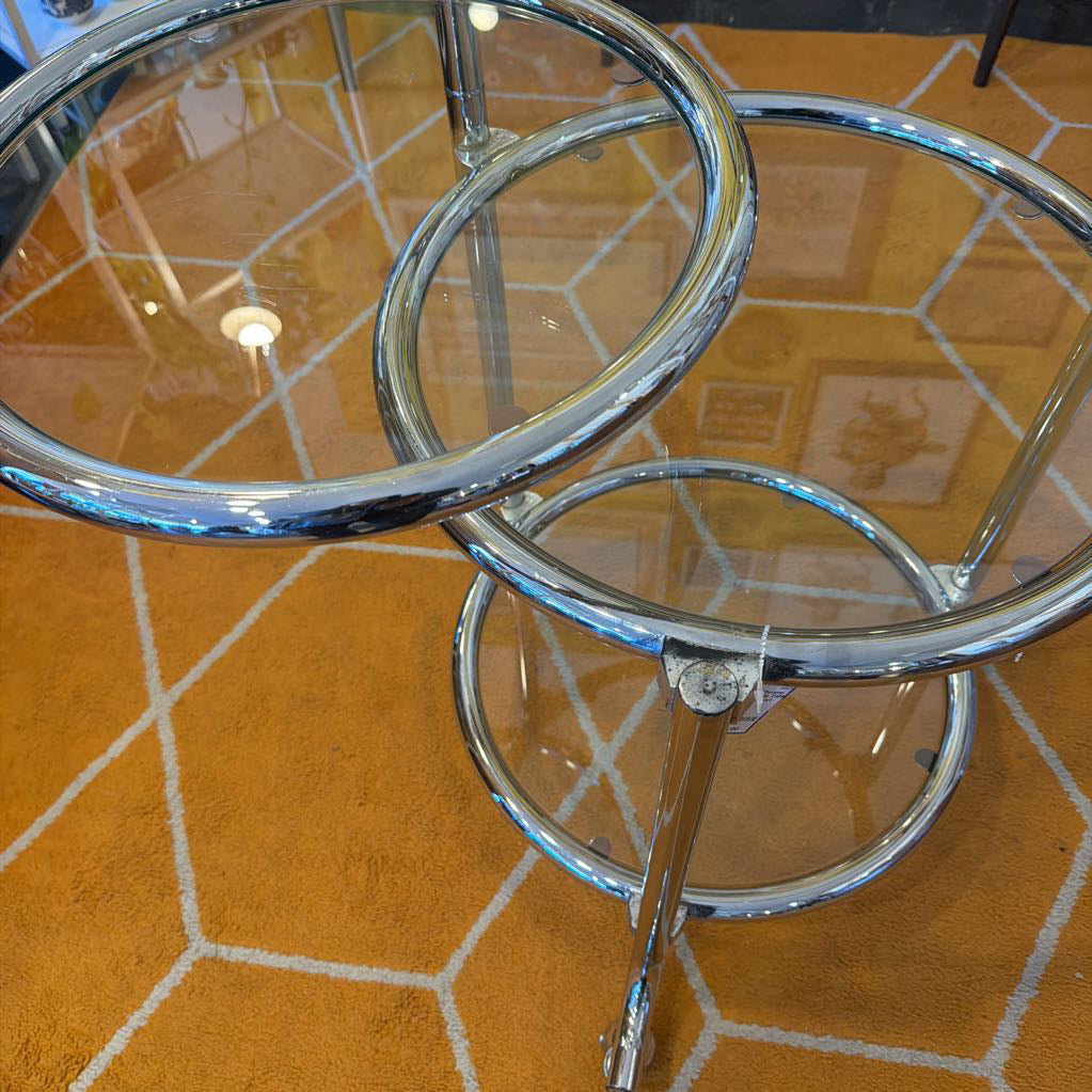MCM Chrome Swivel Side Table or Barcart