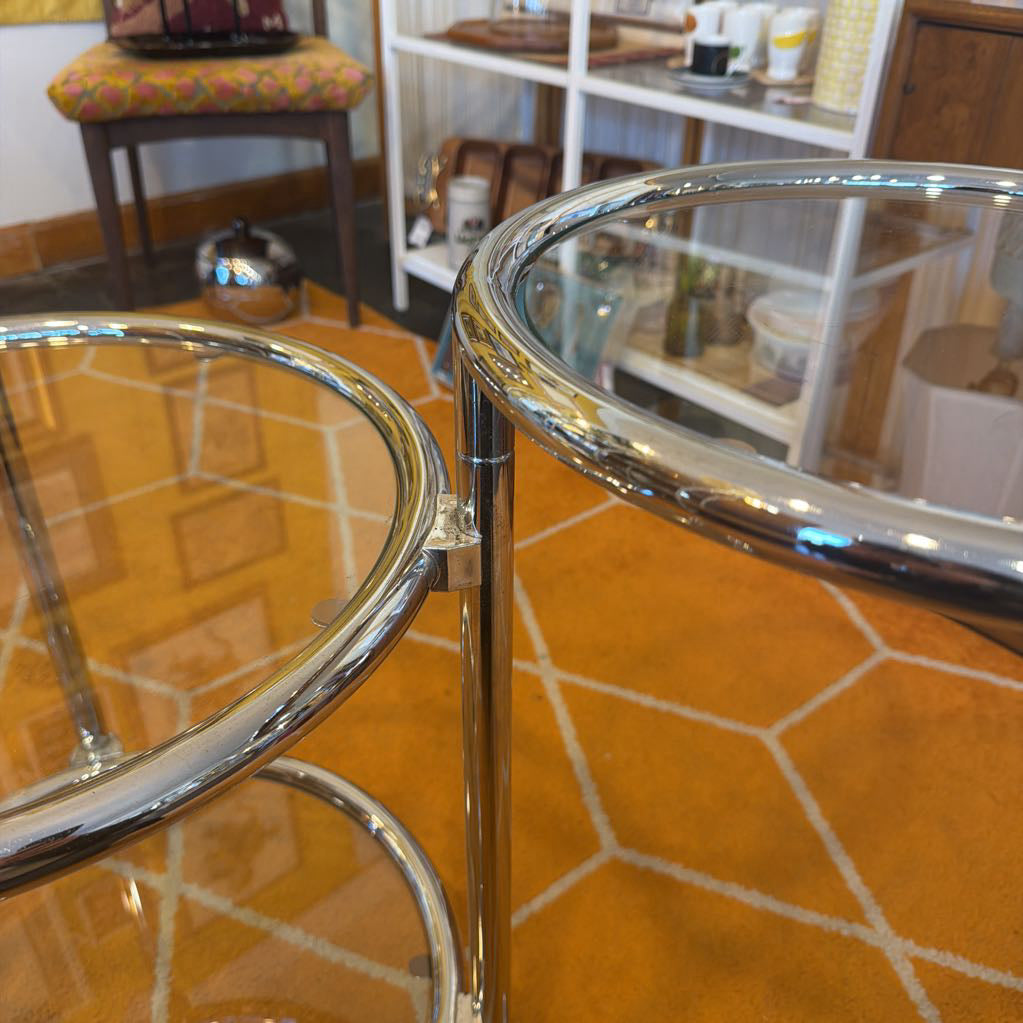 MCM Chrome Swivel Side Table or Barcart