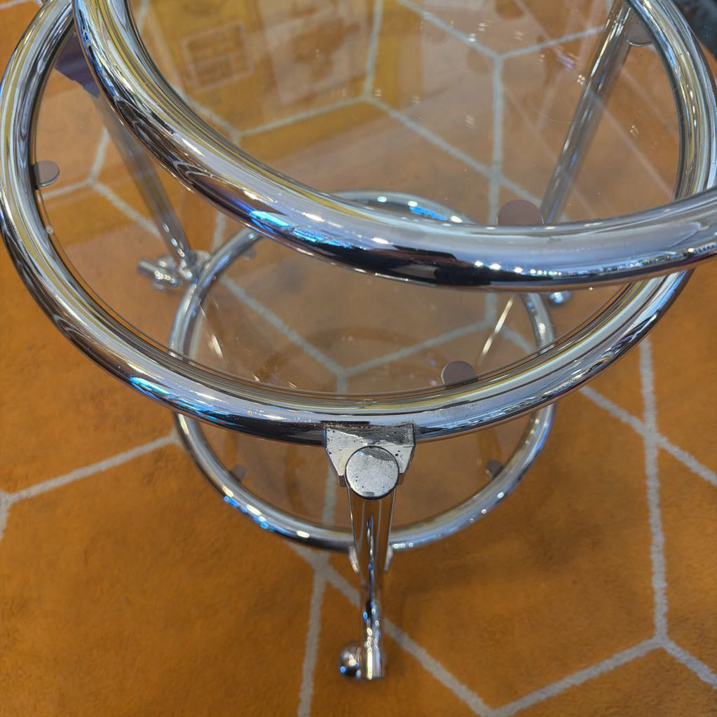MCM Chrome Swivel Side Table or Barcart