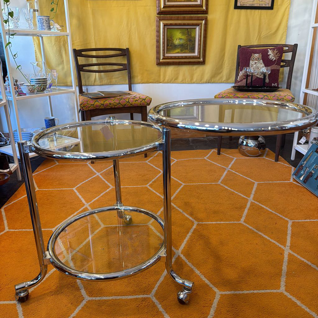 MCM Chrome Swivel Side Table or Barcart