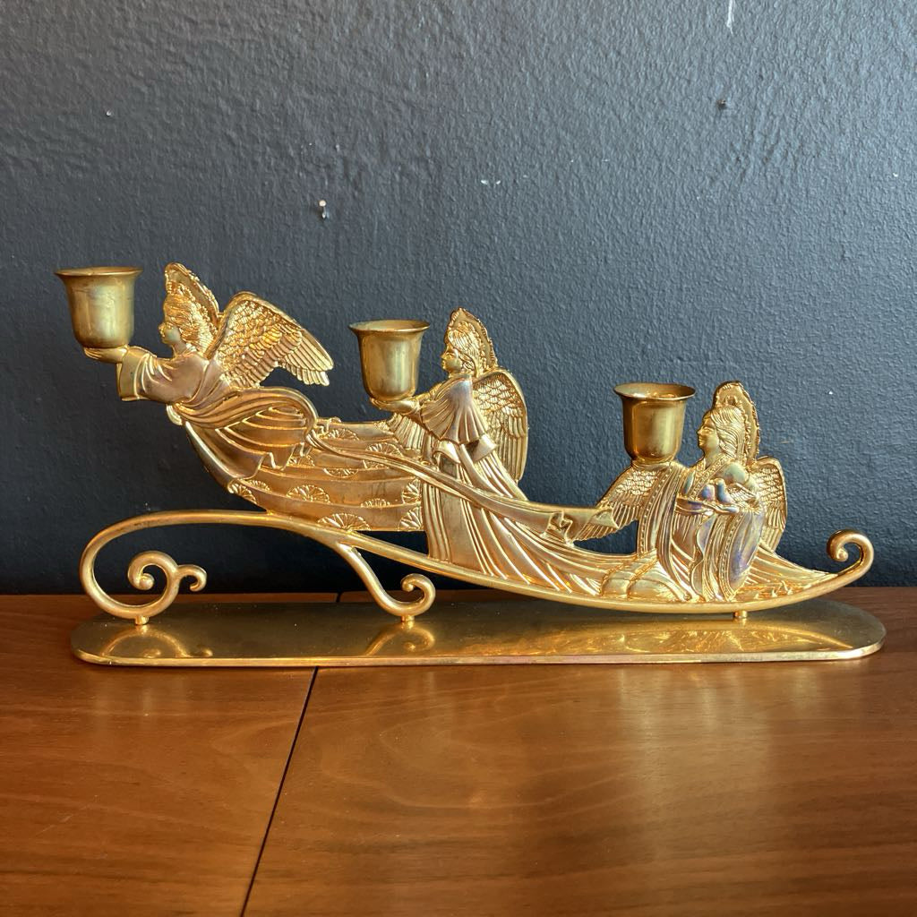 Vintage Golden Angels Candle Holder