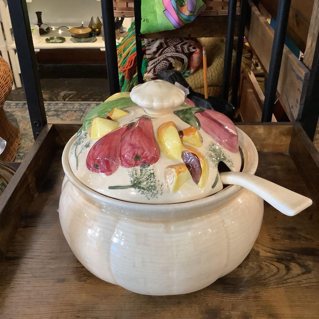 Vintage Serving Bowl w/ ladle & lid