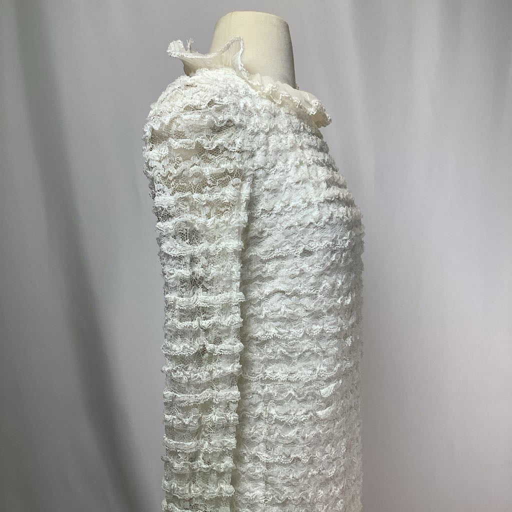 60s White Ruffle Lace Dress