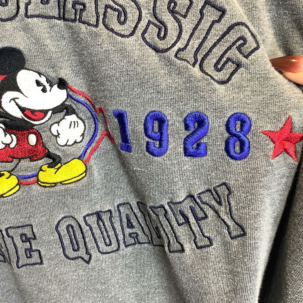 Blue, gray long sleeve shirt Mickey Classic Since 1928 Genuine Quality embroidered on front