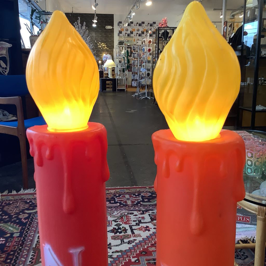Vintage Blow Mold Noel Christmas Candlesticks