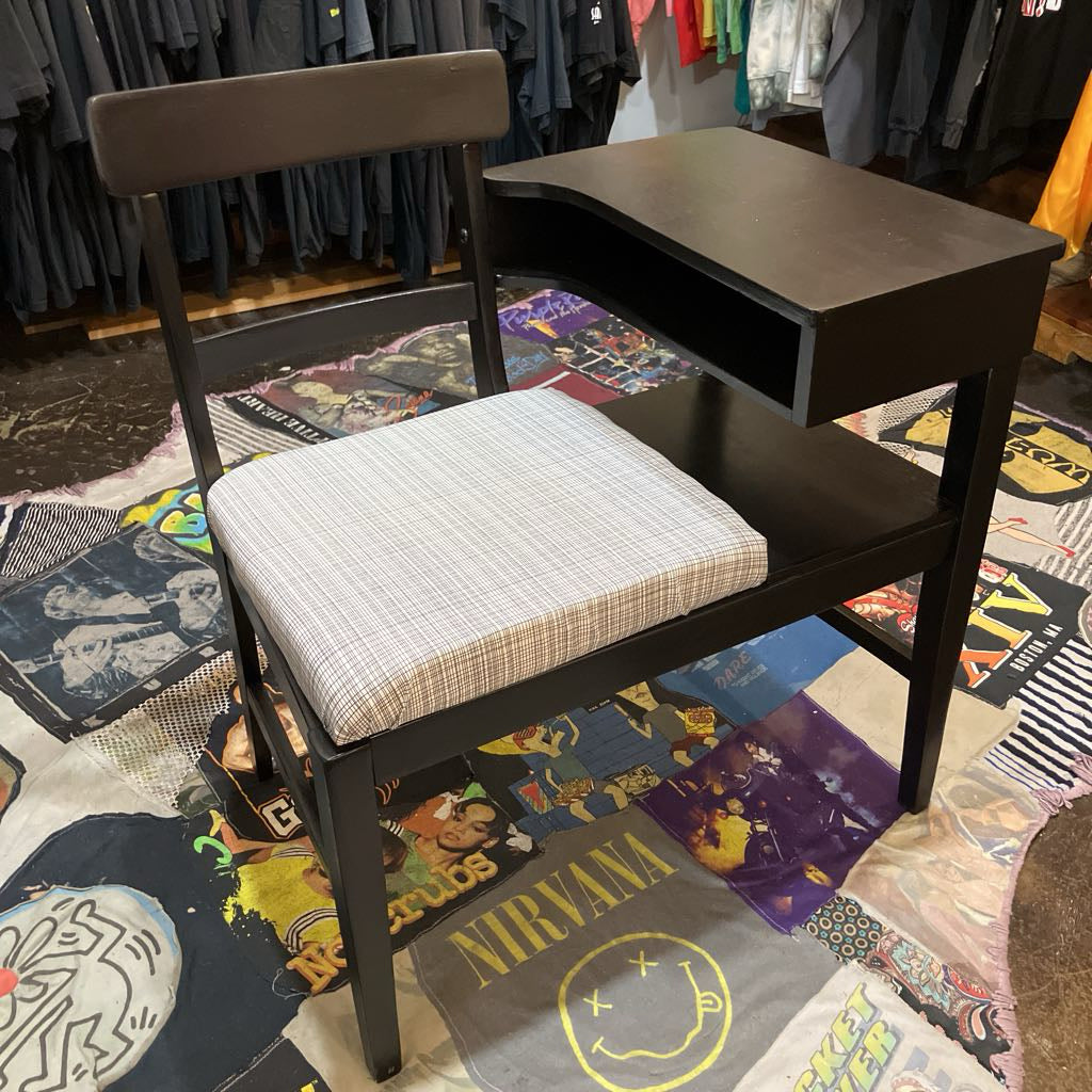 Mid-Century Walnut Gossip Chair in Black